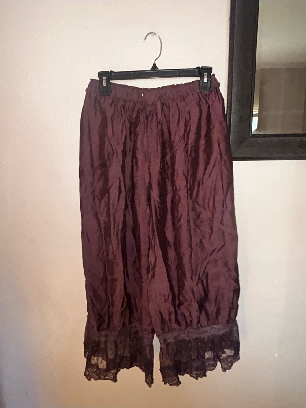Womens Ruffle Hem Lace Trim Bloomer Pantaloons